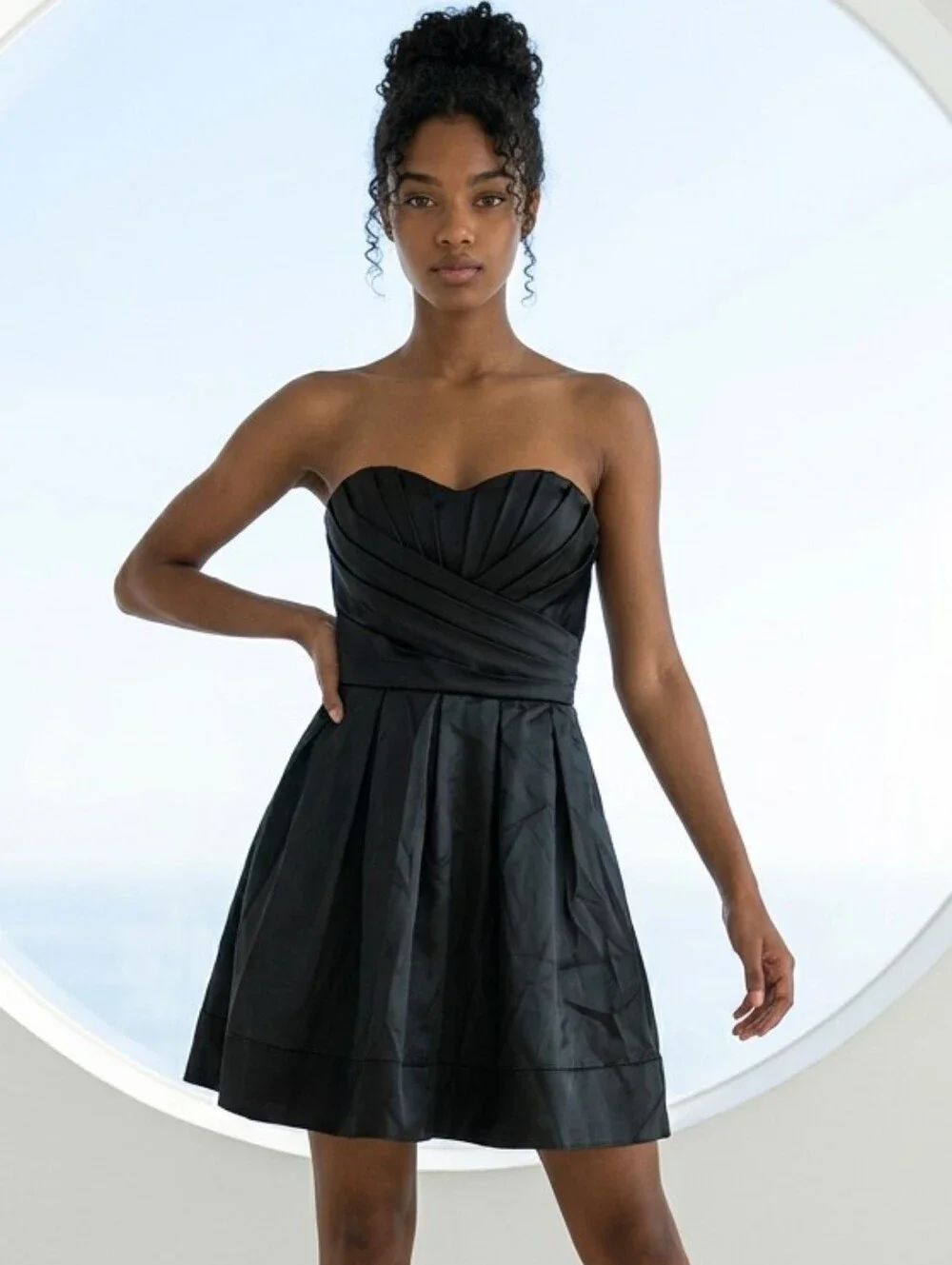 Charlotte Russe Strapless Satin Fit & Flare Party Dress Mini Formal Charcoal XS